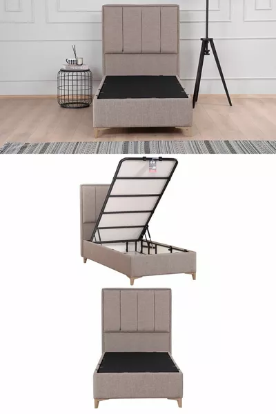 طقم رأس سرير صندق مع قاعدة غولد ثيرابي بني (السرير غير مشمول)