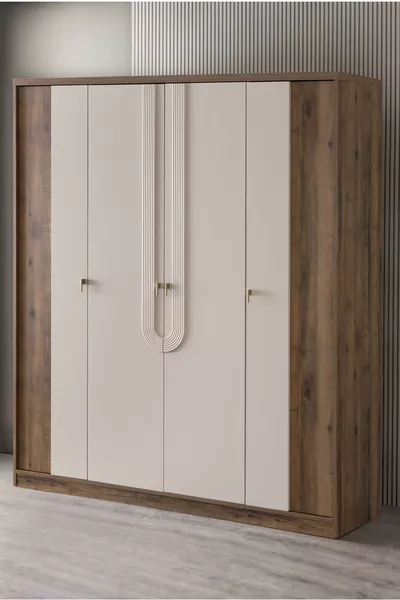 Megan Youth Bedroom Set - 4-Door Wardrobe, Study Desk, Dresser, Bookshelf, Nightstand