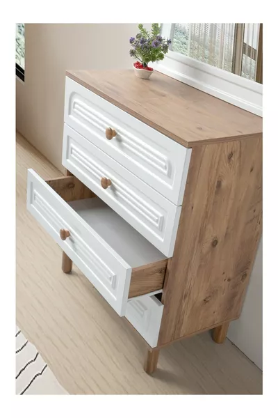 Zakkum 4 çekmeceli ayaklı tasarım bohem şifonyer (AYNA DAHİL DEĞİLDİR)