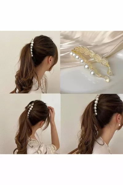 Große Haarklammer mit Perlen