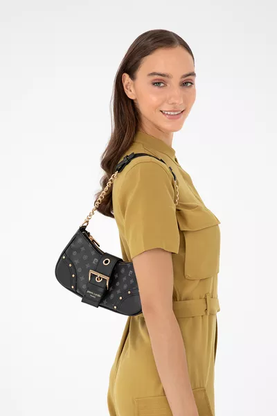 Black Monogram Women's Shoulder Bag 