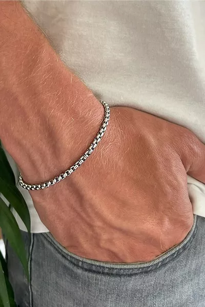 Unisex Knitted Albanian Chain Tarnish-Resistant Silver Steel Bracelet