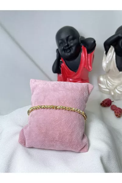 سوار نسائي دوريكا من الصلب الذهبي اللون بحبات صغيرة cm