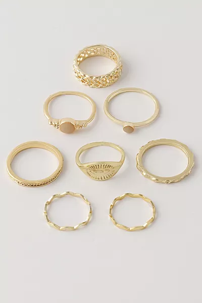 8-Piece Mine Stone Ring and Knuckle Ring Set 