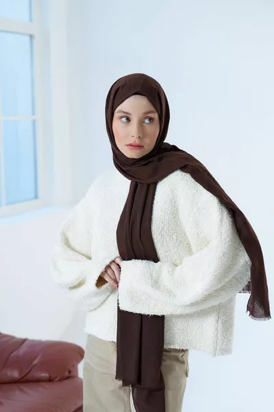 Sciarpa Neo in Cotone Marrone Scuro