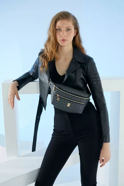 Black Small Alphabet Women's Waist Bag 