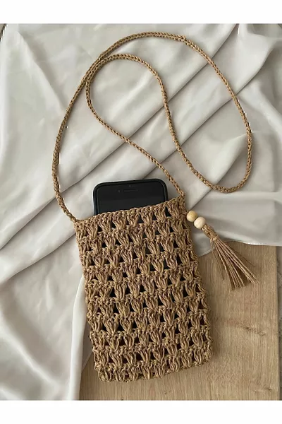 حقيبة هاتف من القش، حقيبة من الخيوط الورقية