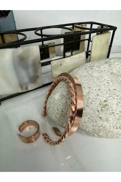 سوار نحاسي خالص٪ - مجموعة سوار نحاسي ملتوي