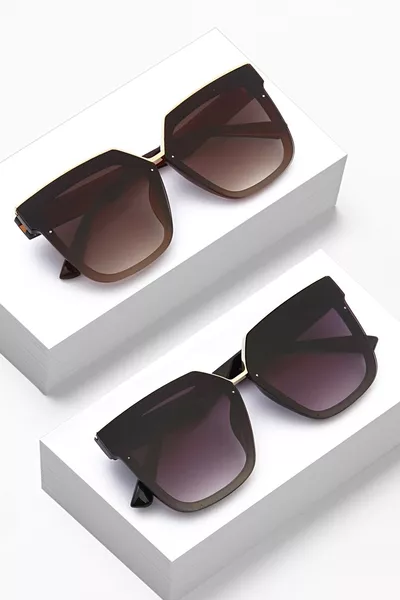 2-Piece Women's Black and Brown Sunglasses Set