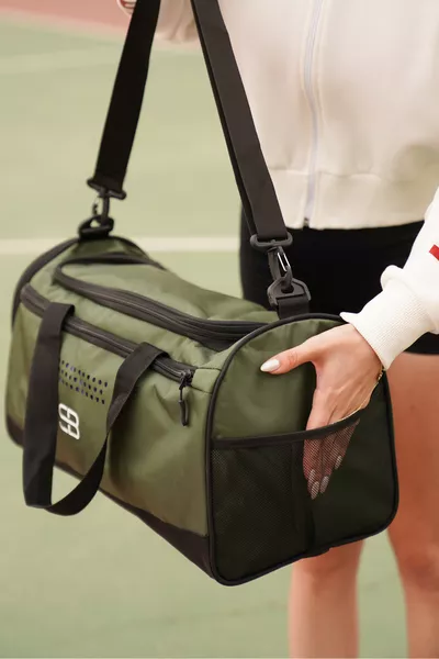 Khaki Shoe Pocket Unisex Medium Sports, Fitness, and Travel Bag