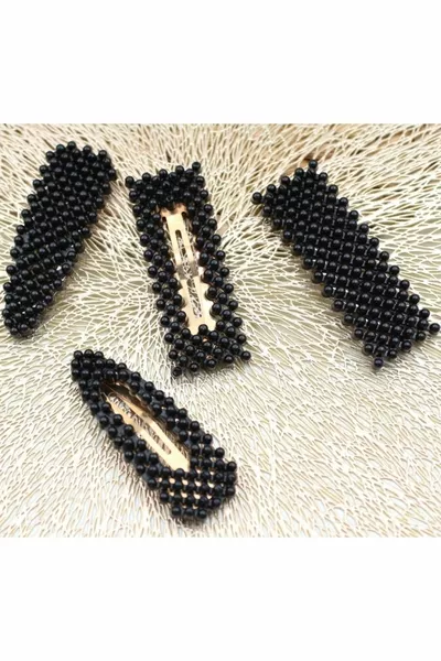 مجموعة مشابك شعر نسائية سوداء من 4 قطع