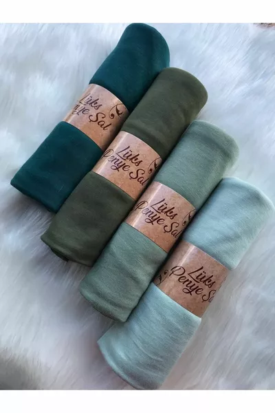 Комплект от 4 пашмини (Хаки - Изумрудено - Зеленолиста - Светлозелено)