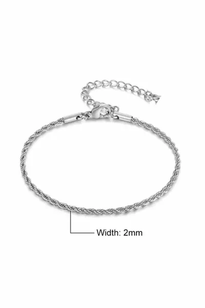 Bracciale Unisex a Catena a Vite Italiana in Acciaio Inossidabile 2 mm x 5 cm