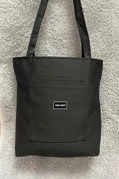 حقيبة كتف قماشية ناعمة بسحّاب وجيوب أمامية، واسعة للاستخدام على الذراع والكتف