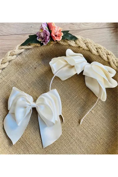 Satin Maternity Crown and Bow Automatic Clip - Maternity Crown Clip Set