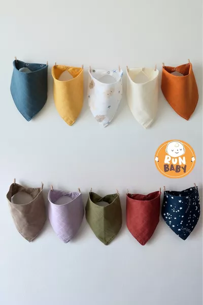 ( قطعة) قماش موسلين مريلة أطفال بإغلاق بزرين & وشاح