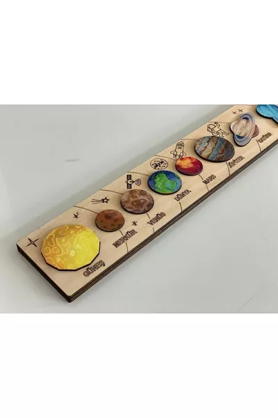 كواكب نظام الشمس الملونة الخشبية