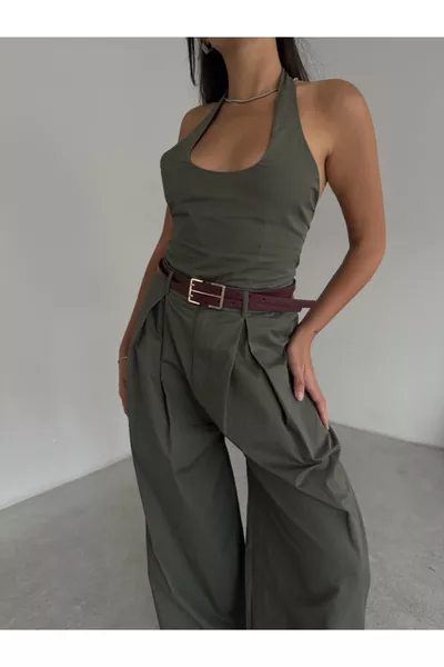 Ceinture Bordeaux avec Boucle Rectangulaire Unie Or pour Femme