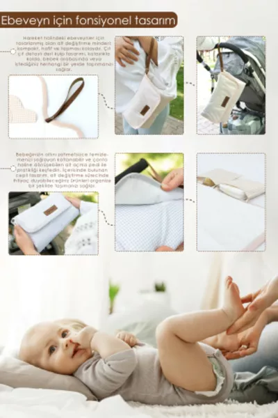 وسادة تغيير الحفاضات للرضيع، وسادة تبديل الحفاضات، حقيبة عناية محمولة، سلسلة كلتش، بني