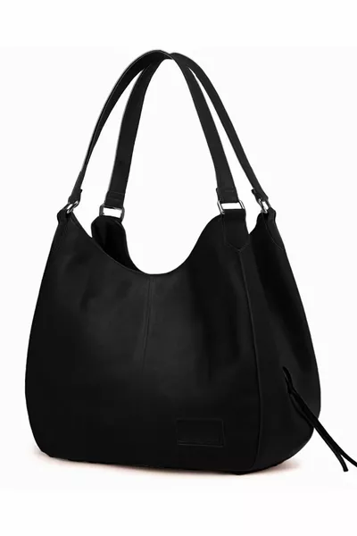 Myra Damen Schwarze PU-Leder Alltag Schultertasche Drei Abteilungen Hobo Tote Handtasche