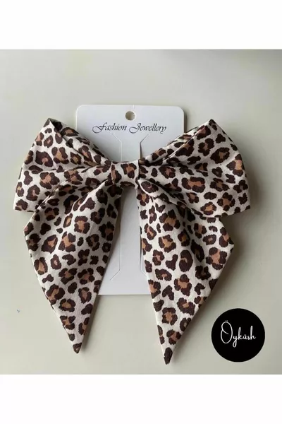 Фиба с панделка с леопардов принт