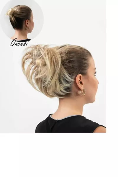 Жена с разрошен кок и платинени кичури