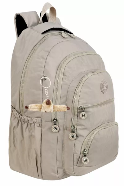 Luxury Crinkle Fabric High School and Middle School Backpack, Crinkle School Bag, Comes with Monkey Keychain Gift