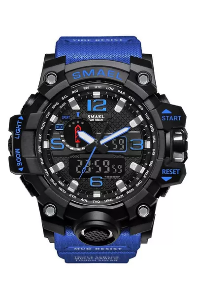 Men's Wristwatch Analog Digital Sports Black Fashion Trend Watch Blue