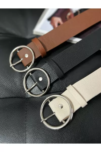 3er-Set runde Schnallengürtel für Damenhosen, Blazer, Kleider, Hemden