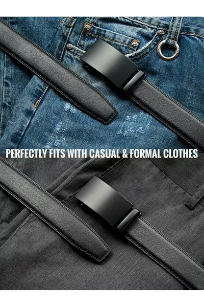 Automatic Black Buckle Holeless Classic Men's Belt