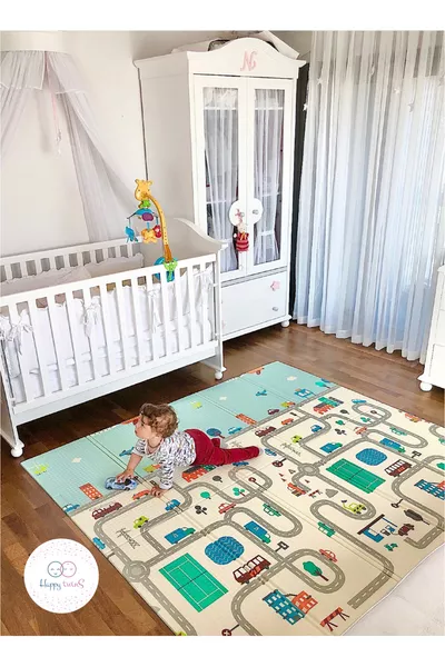 Tapis de jeu réversible pliable Dino Road cm