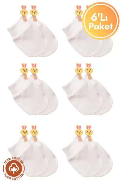 Унисекс бебешки ръкавички за новородени от органичен памук, комплект от 6 чифта