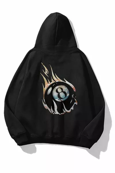Unisex 8-Ball Fire Sweatshirt Hoodie Black