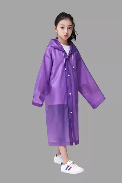 Unisex Çocuk Mor Su Rüzgar Geçirmez Yağmurluk