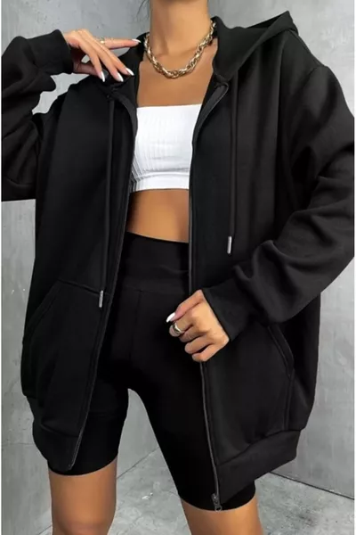 Hooded Zippered Oversized Seasonal Unisex Sweatshirt