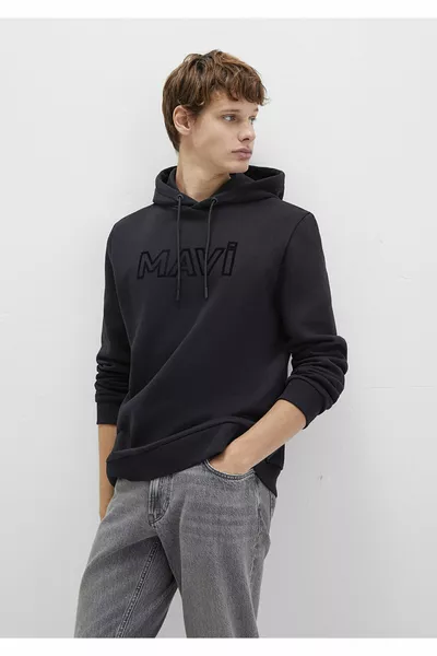 Sweat à capuche noir avec logo 