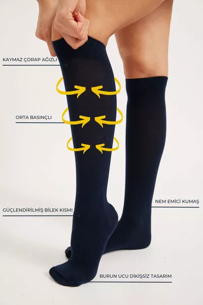 Синие компрессионные гольфы до колена