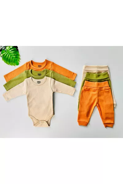 طقم أطفال أساسي من القطن للأطفال، للجنسين، مكون من قطعة علوية وبنطال، ثلاث قطع