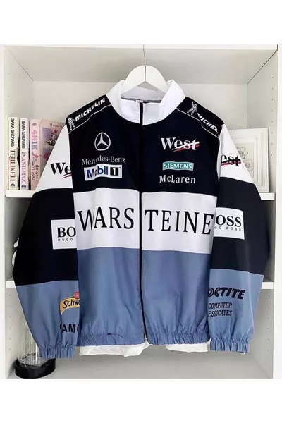 Unisex Siyah Tasarım Baskılı Fermuarlı Yağmurluk & Rüzgarlık