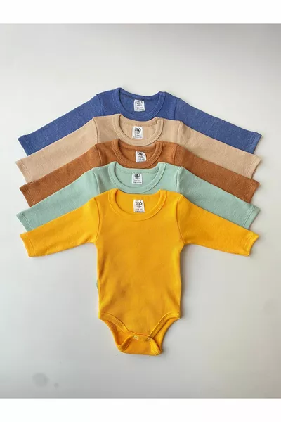 5-Pack Stretch Ribbed Long Sleeve Bodysuit