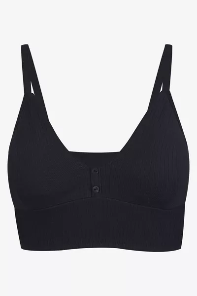 Damen-Bustier mit Rippstruktur und Knopfdetail