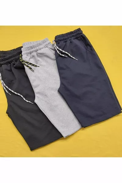 Plain Cargo Pocket Boys' Capri Black, Grey, Navy 3-Piece Set