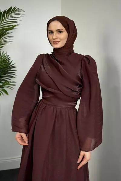 Margaret Drape Janjan Abiye Kahverengi