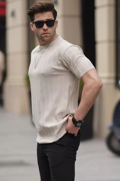 T-shirt da uomo beige 