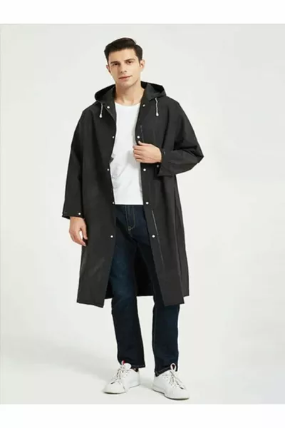 Siyah Su Rüzgar Geçirmez Yağmurluk