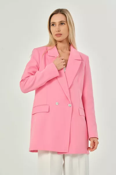 Pink Oversized Woven Blazer Jacket