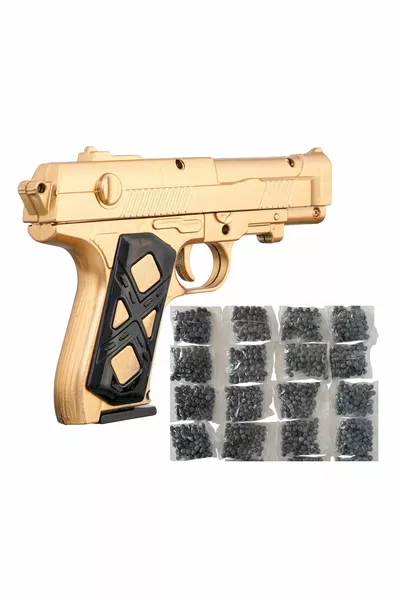 Altın Gümüş Renk  Cm. Boncuk Atan Tabanca Ve  Paket  Adet Gold Boncuklu