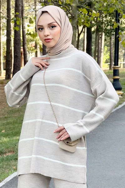 طقم منسوج مخطط تي إس دي  بيج