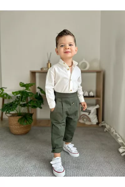 Grünes Baumwoll-Set 2-teilig Unter- und Oberteil