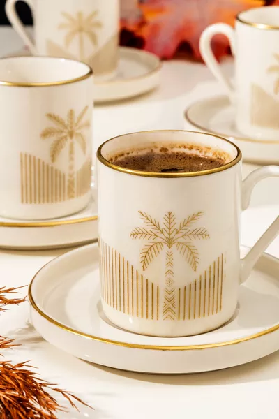 Set de  pièces pour 6 personnes en porcelaine Palmier Pyramide Gold – Tasses à café élégantes et attrayantes